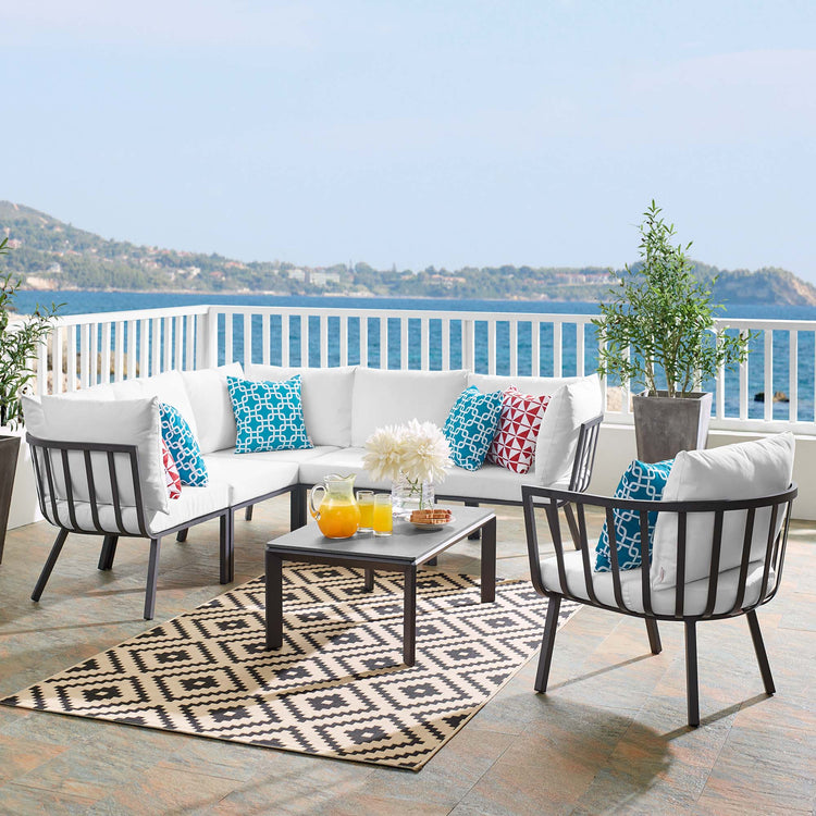 Riverside 7 Piece Outdoor Patio Aluminum Set - Gray White