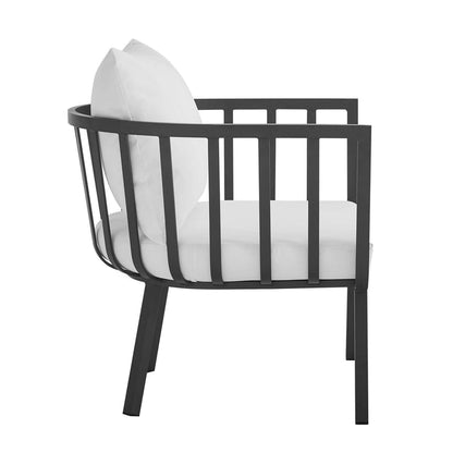 Riverside 7 Piece Outdoor Patio Aluminum Set - Gray White