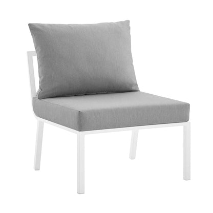 Riverside 7 Piece Outdoor Patio Aluminum Set - White Gray