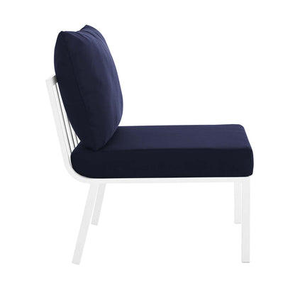 Riverside 7 Piece Outdoor Patio Aluminum Set - White Navy