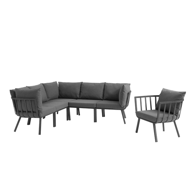 Riverside 6 Piece Outdoor Patio Aluminum Set - Gray Charcoal