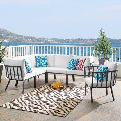 Riverside 6 Piece Outdoor Patio Aluminum Set - Gray White