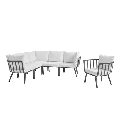 Riverside 6 Piece Outdoor Patio Aluminum Set - Gray White