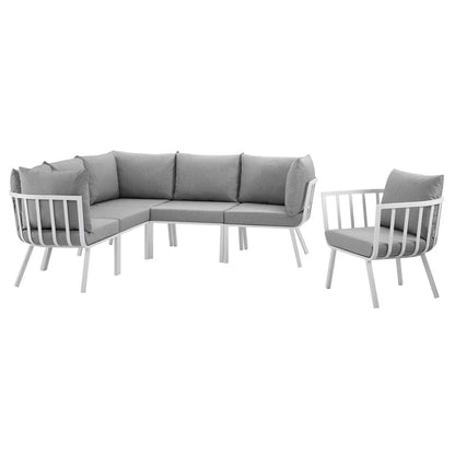 Riverside 6 Piece Outdoor Patio Aluminum Set - White Gray