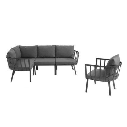 Riverside 5 Piece Outdoor Patio Aluminum Set - Gray Charcoal