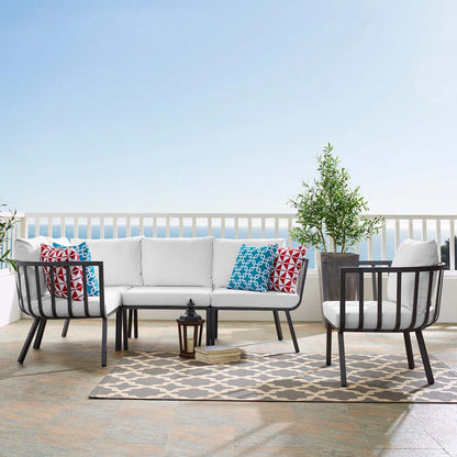 Riverside 5 Piece Outdoor Patio Aluminum Set - Gray White
