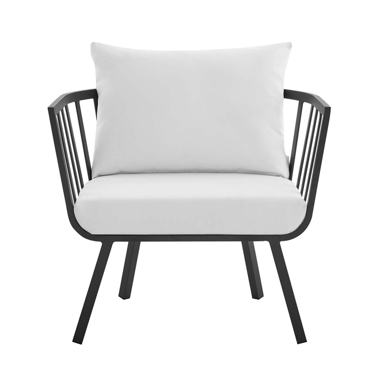 Riverside 5 Piece Outdoor Patio Aluminum Set - Gray White