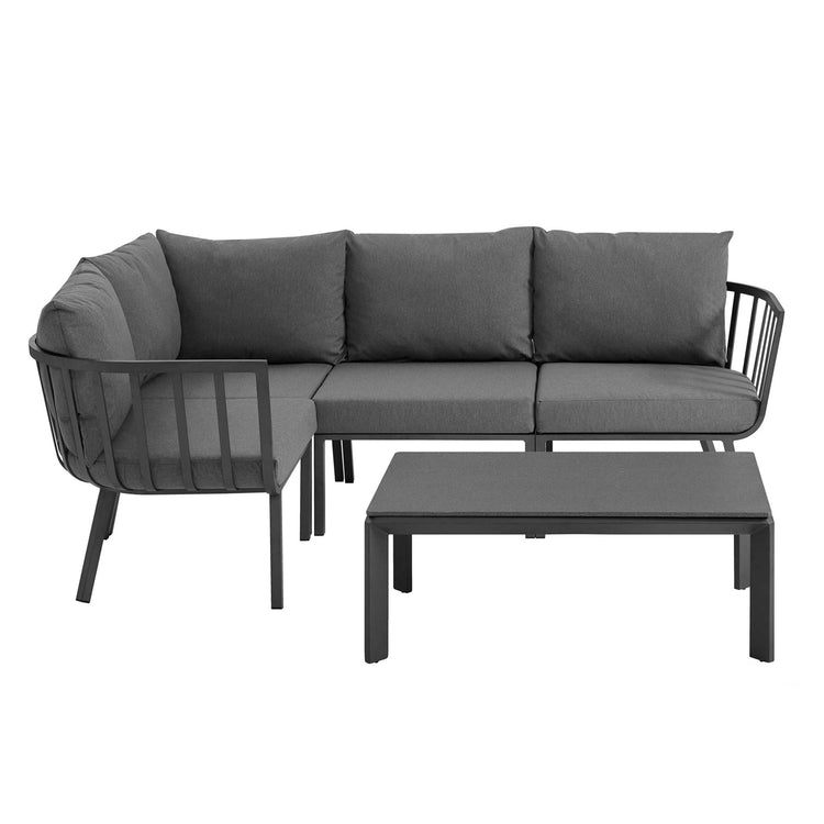 Riverside 5 Piece Outdoor Patio Aluminum Set - Gray Charcoal