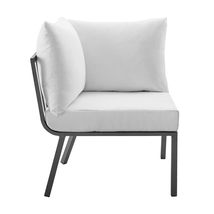Riverside 5 Piece Outdoor Patio Aluminum Set - Gray White