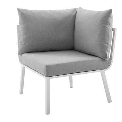 Riverside 5 Piece Outdoor Patio Aluminum Set - White Gray