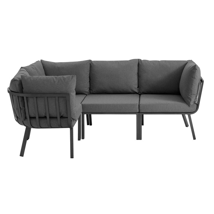 Riverside 4 Piece Outdoor Patio Aluminum Sectional - Gray Charcoal