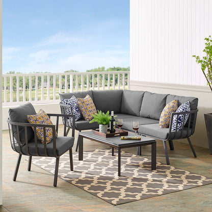 Riverside 6 Piece Outdoor Patio Aluminum Set - Gray Charcoal