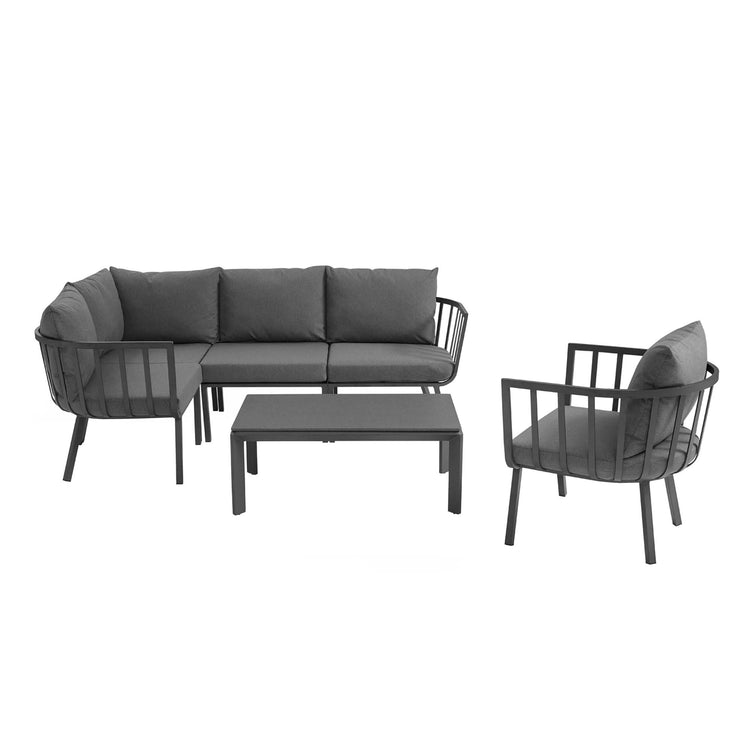 Riverside 6 Piece Outdoor Patio Aluminum Set - Gray Charcoal