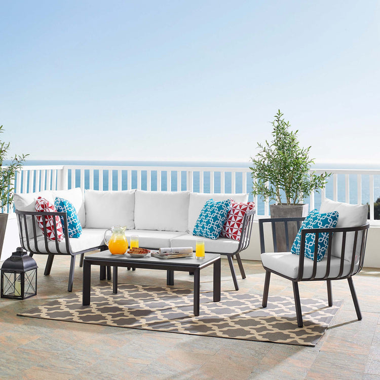 Riverside 6 Piece Outdoor Patio Aluminum Set - Gray White