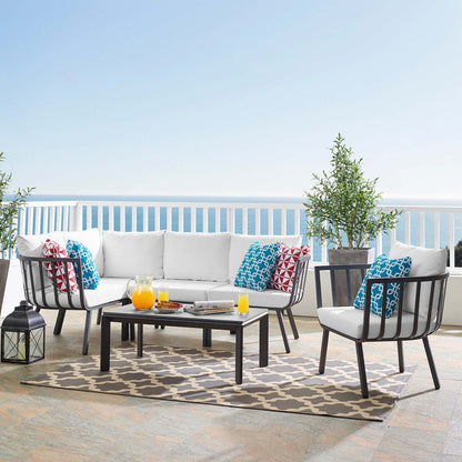 Riverside 6 Piece Outdoor Patio Aluminum Set - Gray White