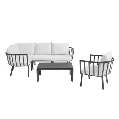 Riverside 6 Piece Outdoor Patio Aluminum Set - Gray White