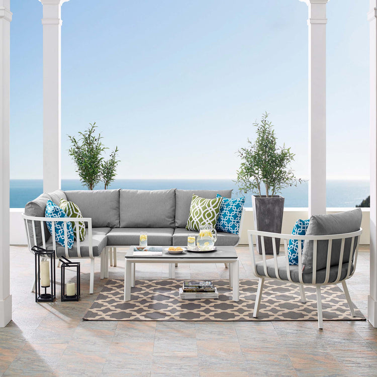 Riverside 6 Piece Outdoor Patio Aluminum Set - White Gray