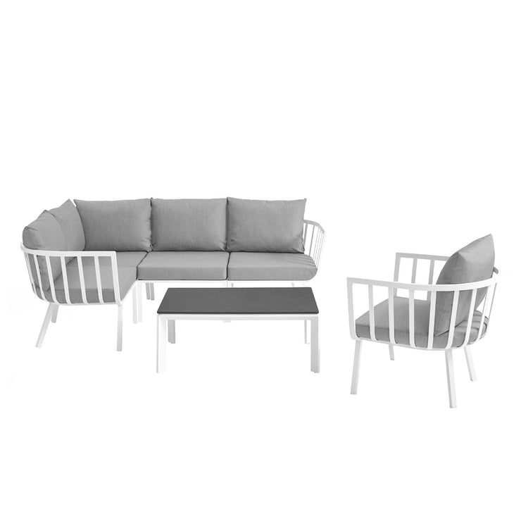 Riverside 6 Piece Outdoor Patio Aluminum Set - White Gray