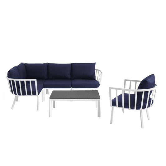 Riverside 6 Piece Outdoor Patio Aluminum Set - White Navy