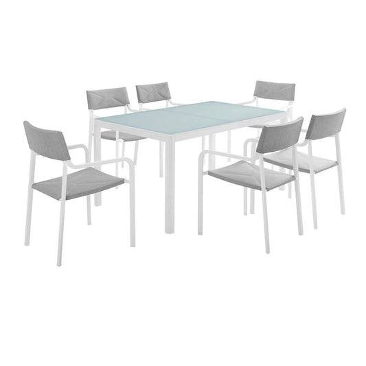 Raleigh 7 Piece Outdoor Patio Aluminum Dining Set - White Gray
