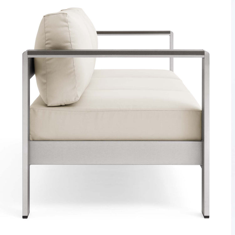 Shore Outdoor Patio Aluminum Sofa - Silver Beige