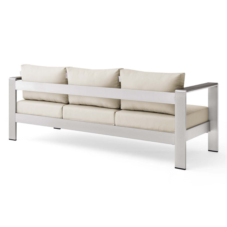 Shore Outdoor Patio Aluminum Sofa - Silver Beige