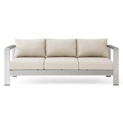 Shore Outdoor Patio Aluminum Sofa - Silver Beige