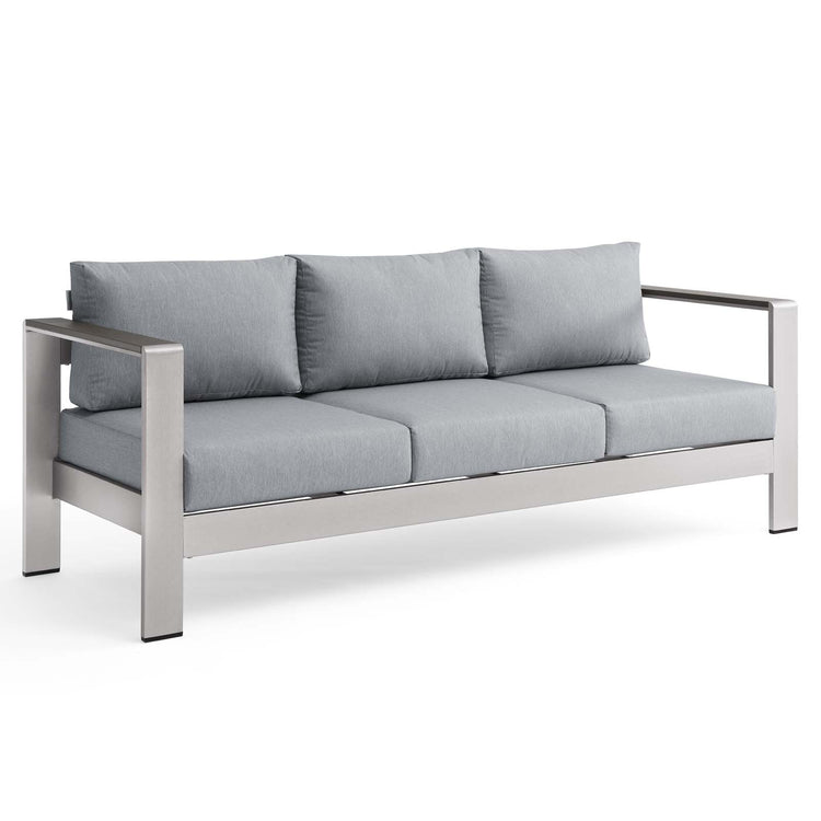 Shore Outdoor Patio Aluminum Sofa - Silver Gray