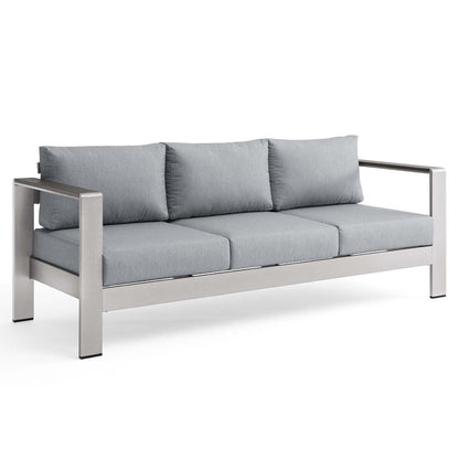 Shore Outdoor Patio Aluminum Sofa - Silver Gray