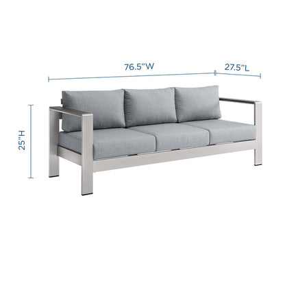 Shore Outdoor Patio Aluminum Sofa - Silver Gray