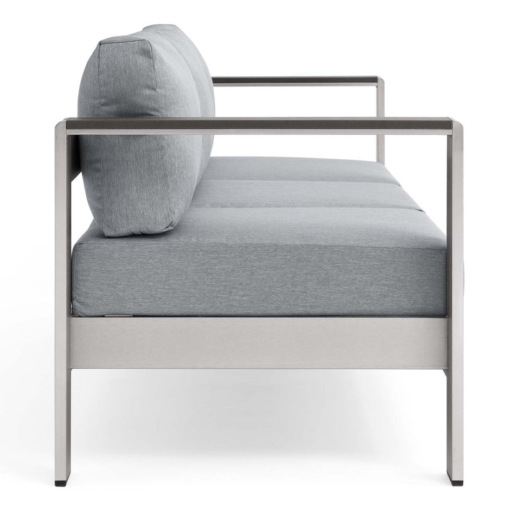 Shore Outdoor Patio Aluminum Sofa - Silver Gray