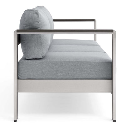 Shore Outdoor Patio Aluminum Sofa - Silver Gray