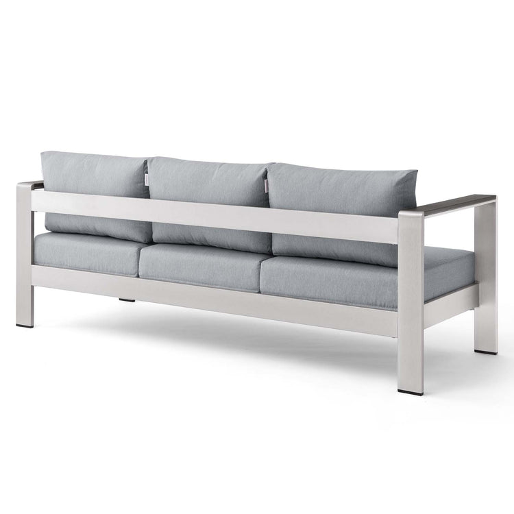 Shore Outdoor Patio Aluminum Sofa - Silver Gray