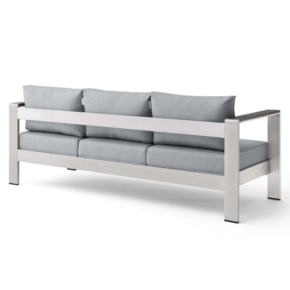 Shore Outdoor Patio Aluminum Sofa - Silver Gray