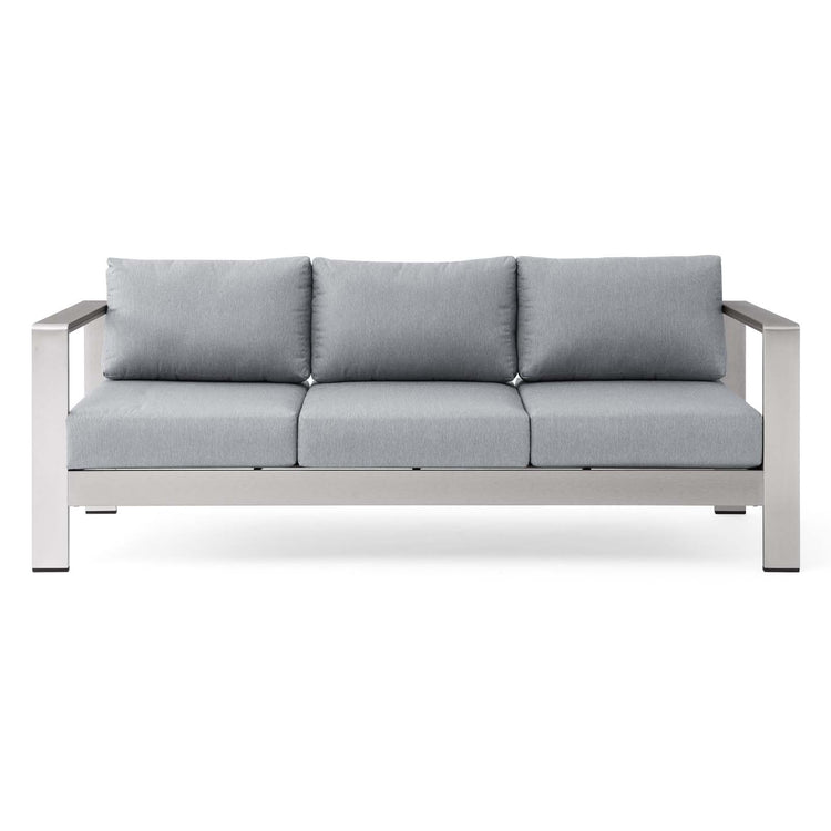 Shore Outdoor Patio Aluminum Sofa - Silver Gray