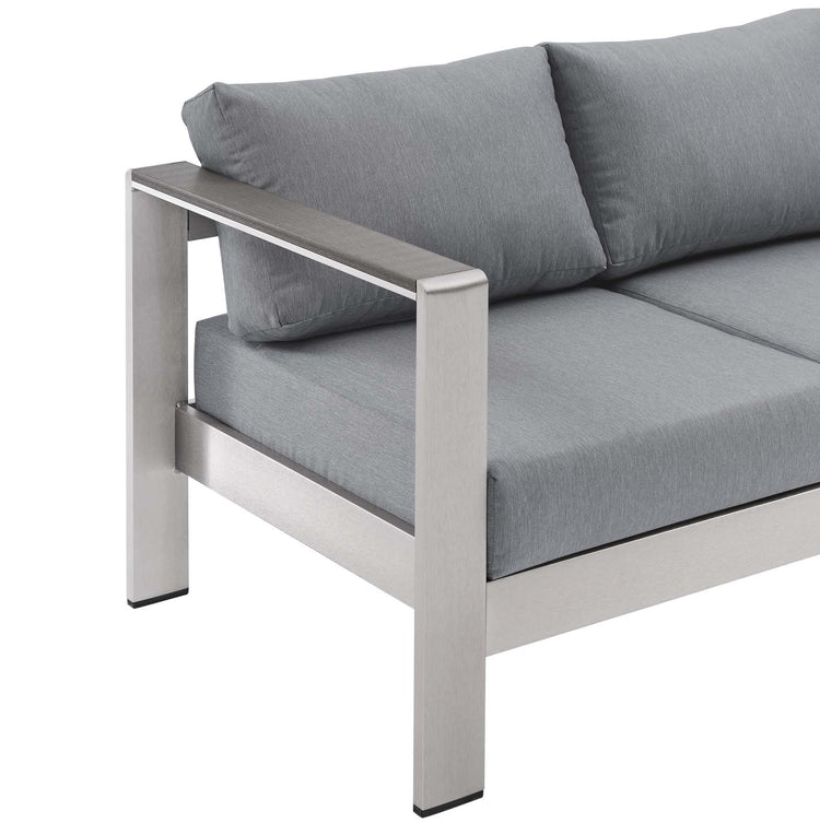 Shore Outdoor Patio Aluminum Sofa - Silver Gray