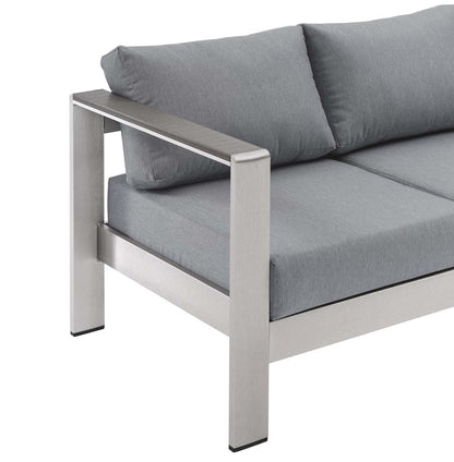 Shore Outdoor Patio Aluminum Sofa - Silver Gray