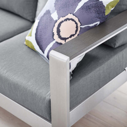 Shore Outdoor Patio Aluminum Sofa - Silver Gray