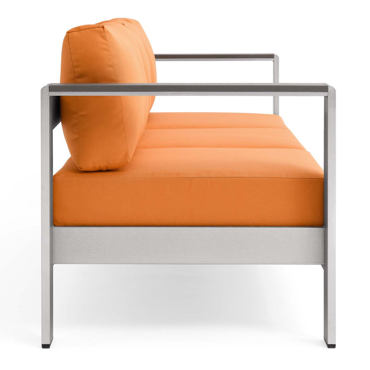 Shore Outdoor Patio Aluminum Sofa - Silver Orange