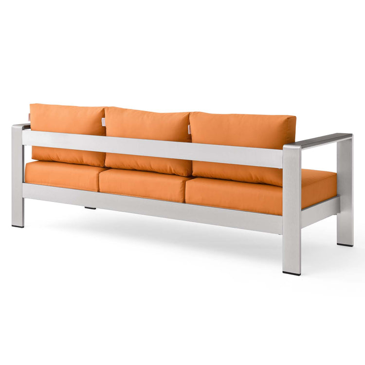 Shore Outdoor Patio Aluminum Sofa - Silver Orange