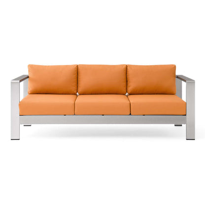 Shore Outdoor Patio Aluminum Sofa - Silver Orange