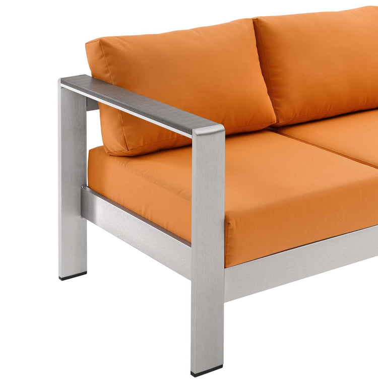 Shore Outdoor Patio Aluminum Sofa - Silver Orange