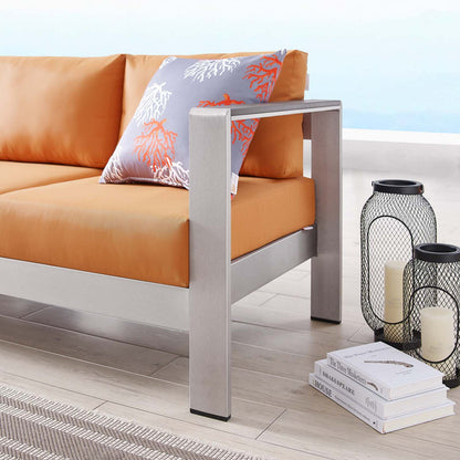Shore Outdoor Patio Aluminum Sofa - Silver Orange