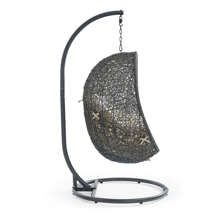 Hide Outdoor Patio Sunbrella® Swing Chair With Stand - Gray Beige