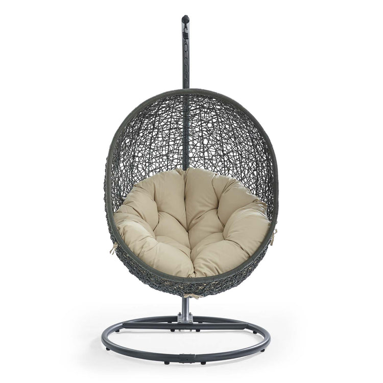 Hide Outdoor Patio Sunbrella® Swing Chair With Stand - Gray Beige