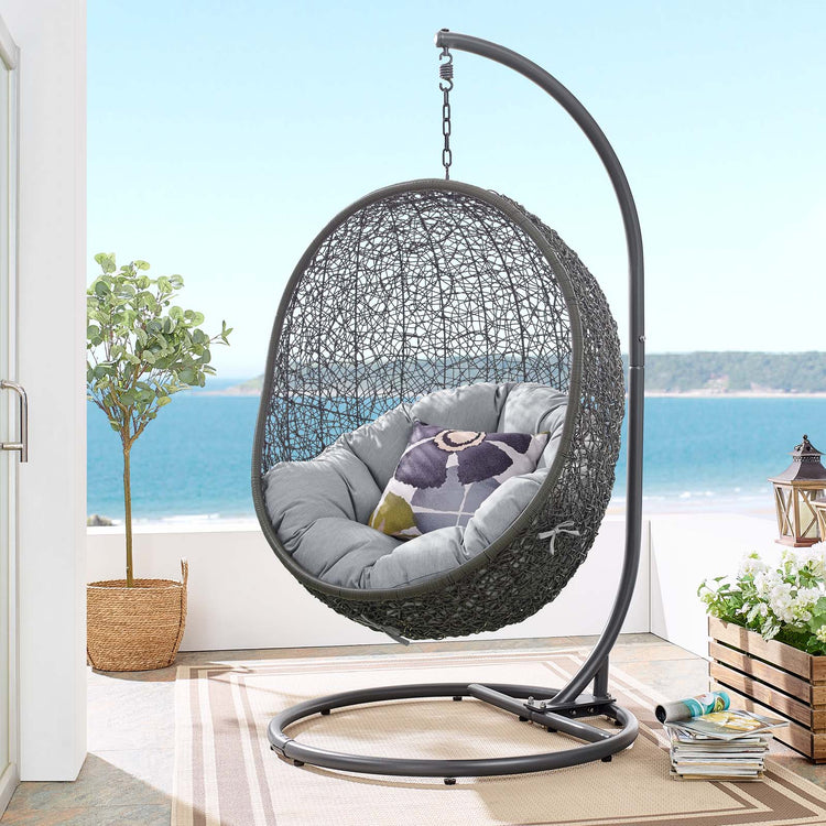 Hide Outdoor Patio Sunbrella® Swing Chair With Stand - Gray Gray