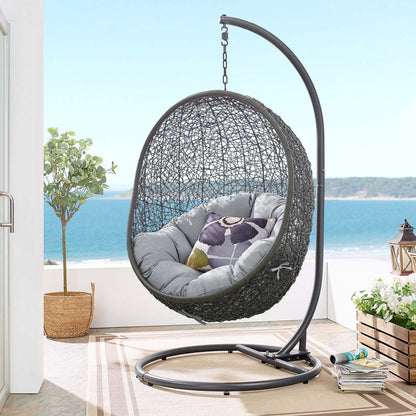 Hide Outdoor Patio Sunbrella® Swing Chair With Stand - Gray Gray