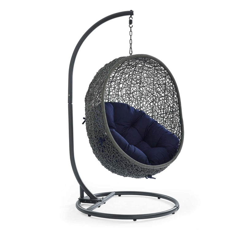 Hide Outdoor Patio Sunbrella® Swing Chair With Stand - Gray Navy