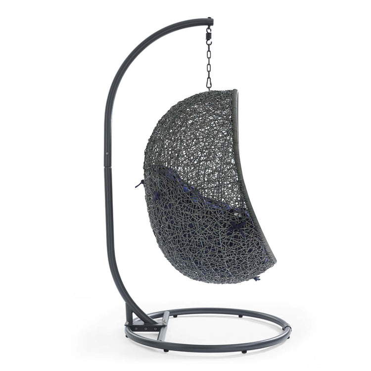 Hide Outdoor Patio Sunbrella® Swing Chair With Stand - Gray Navy
