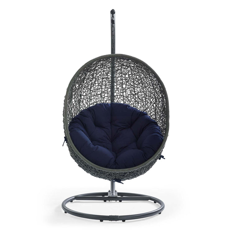 Hide Outdoor Patio Sunbrella® Swing Chair With Stand - Gray Navy